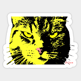 ANGRY CAT POP ART - YELLOW BLACK TRASPARENT Sticker